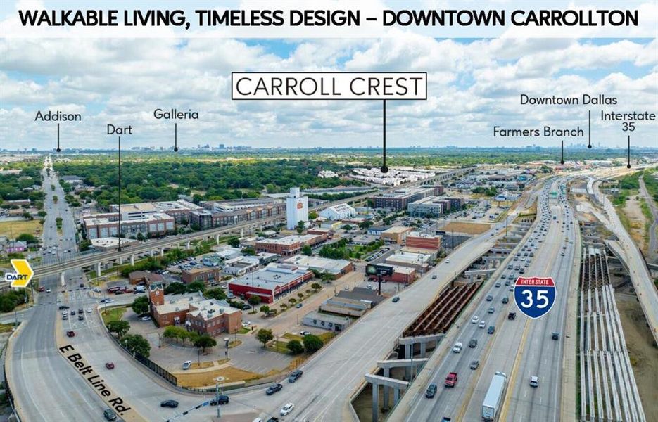 View of urban area with a major roadway