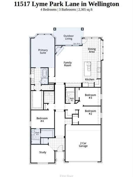 2D floor plan layout of this home in Wellington, Haslet, TX (Image 3).