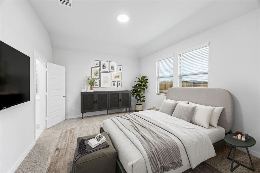 Primary Suite in the Cedar home plan by Trophy Signature Homes – REPRESENTATIVE PHOTO