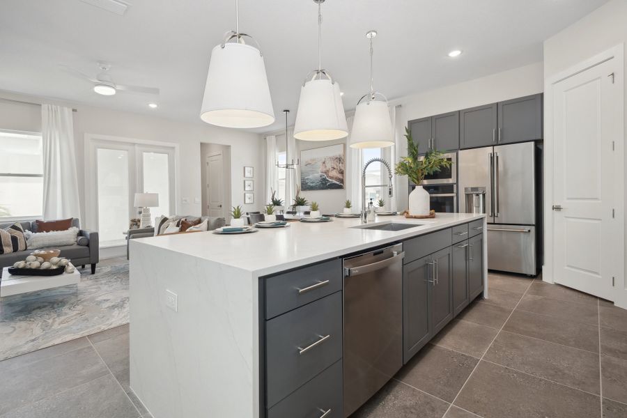 Kitchen with waterfall island