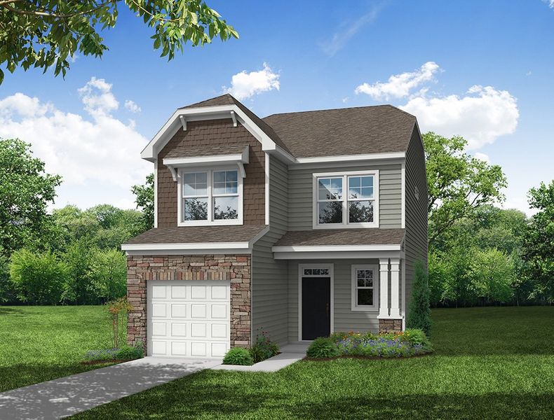 Representative exterior photo of a completed home built from the Whitlock by Eastwood Homes in Caldwell Forest, Charlotte, NC (Image 7).