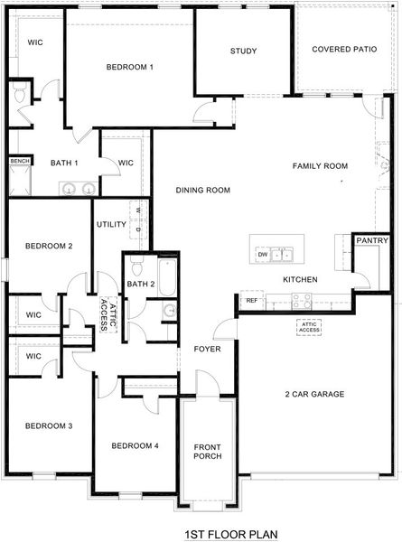 2D floor plan layout for the Harbour by D.R. Horton in Silverado, Aubrey, TX (Image 3).