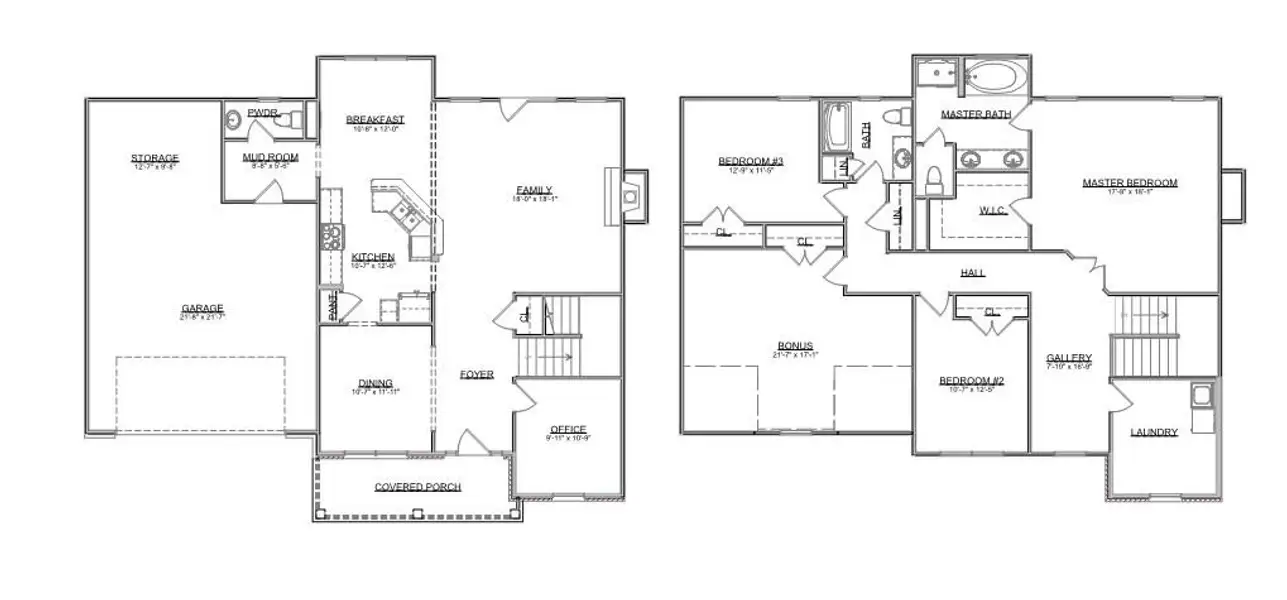 2D floor plan layout for the The Manning by Smithbilt Homes in Farm At Riverbend, Pigeon Forge, TN (Image 2).