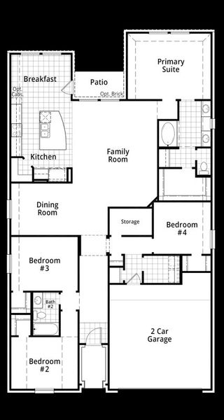 2D floor plan layout for the Ashwood by Highland Homes in Parkside On The River: 50ft. lots, Georgetown, TX (Image 4).