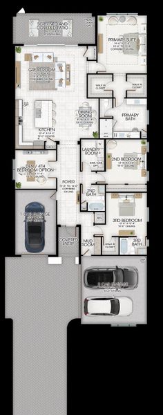 2D floor plan layout for the Solara by GL Homes in Valencia Vista at Riverland, Port St. Lucie, FL (Image 3).