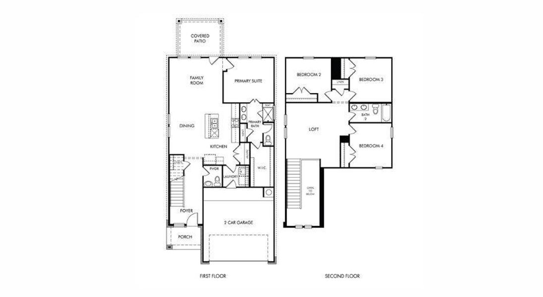 2D floor plan layout of this home in Montgomery Oaks - Premier, Conroe, TX (Image 2). 2D floor plan layout of this home in Montgomery Oaks - Premier, Conroe, TX (Image 2).