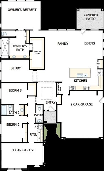 2D floor plan layout of this home in Meridian at Northpointe at Vistancia, Peoria, AZ (Image 5). 2D floor plan layout of this home in Meridian at Northpointe at Vistancia, Peoria, AZ (Image 5).