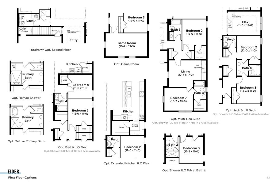 2D floor plan layout for the Eider by DRB Homes in River Preserve Estates, Parrish, FL (Image 5).