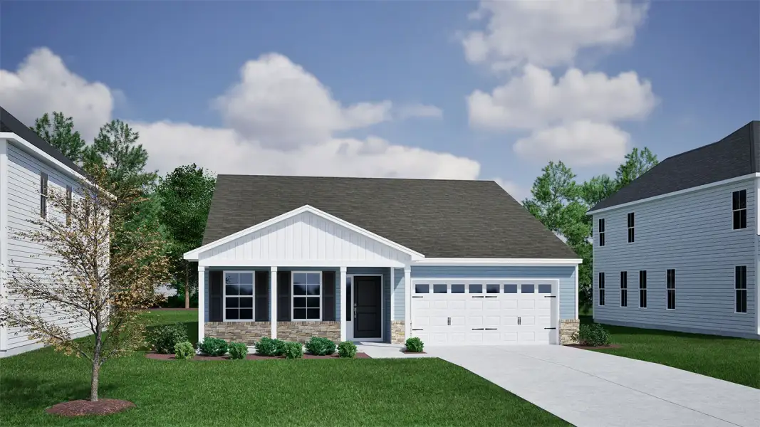 Representative exterior photo of a completed home built from the Durham II - Genesis Value Collection by Mungo Homes in Fairfield Place East and West, Chesnee, SC (Image 10).