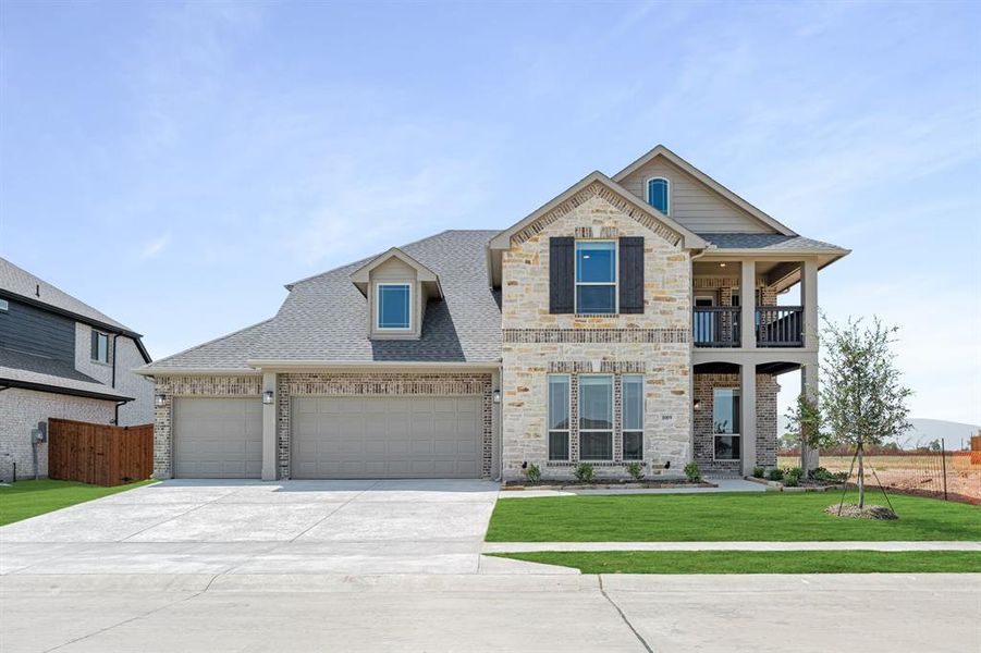 Front exterior of a new home in Timberbrook 3B-4A, Justin, TX, highlighting curb appeal (Image 22).