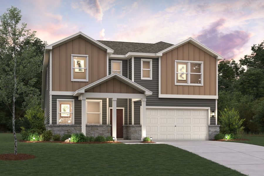 A house with a garage.