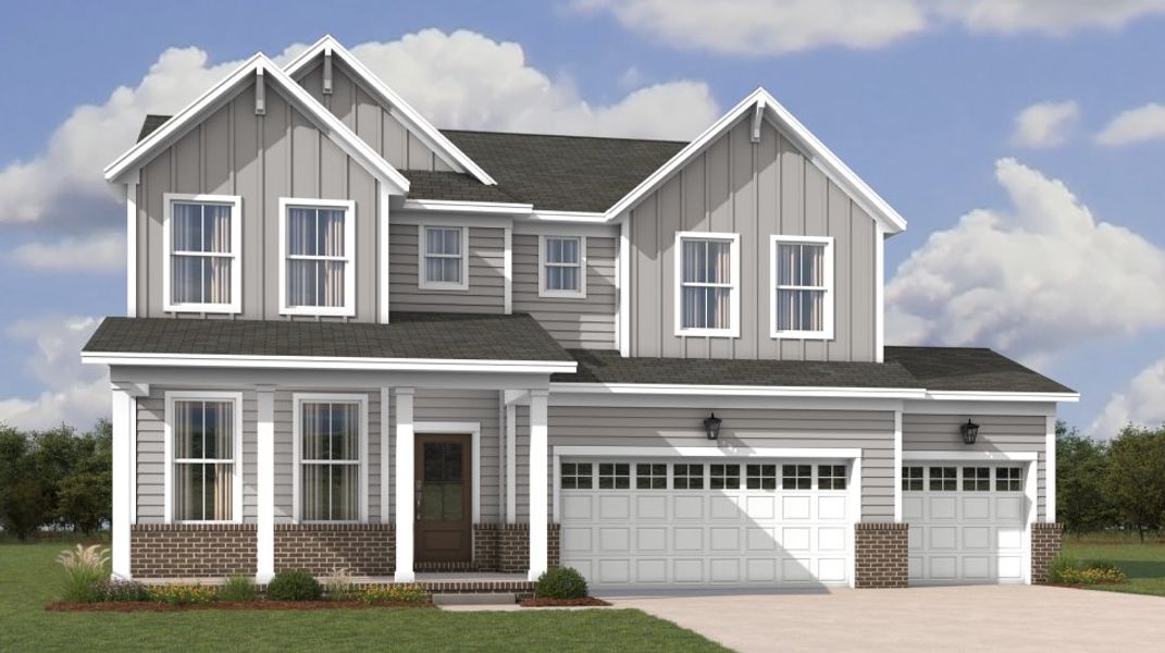 Front exterior of a new home in The Oaks, Clarksville, TN, highlighting curb appeal (Image 1). Front exterior of a new home in The Oaks, Clarksville, TN, highlighting curb appeal (Image 1).
