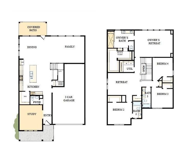 2D floor plan layout of this home in Hardy Pond, Rock Hill, SC (Image 3).