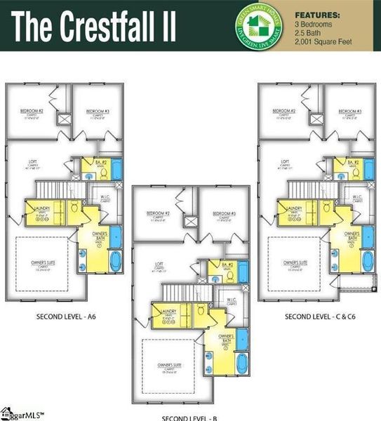 2D floor plan layout of this home in Brownstone Park, Easley, SC (Image 4).