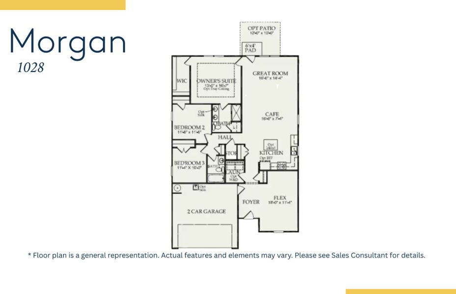 2D floor plan layout of this home in Solserra, Shallotte, NC (Image 3).