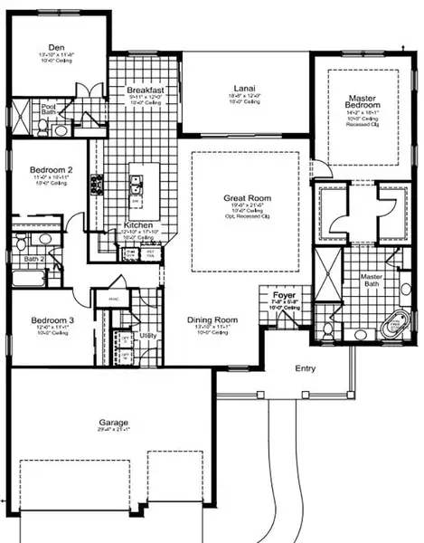 2D floor plan layout for the Sanibel 2 by Neal Communities in Grand Park, Sarasota, FL (Image 3).