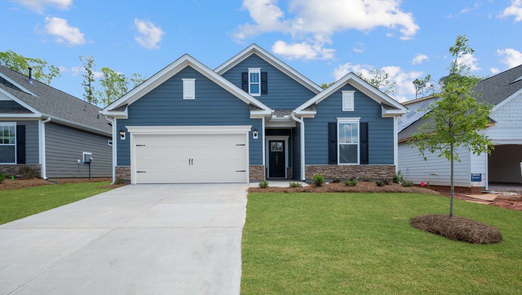 Front exterior of a new home in The Villas at Pine Valley, Boiling Springs, SC, highlighting curb appeal (Image 1).
