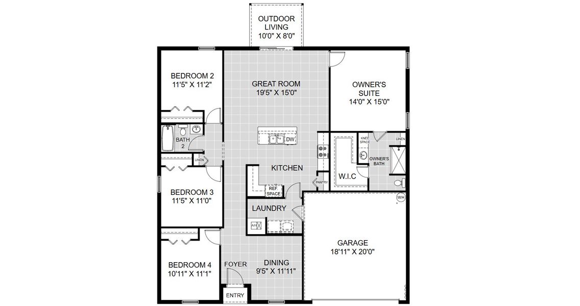 2D floor plan layout for the Royal by Holiday Builders in Lehigh Acres, Lehigh Acres, FL (Image 3).