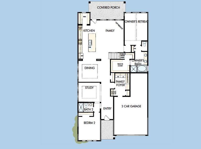 2D floor plan layout for the The Zinnia by David Weekley Homes in Ridgeline, McKinney, TX (Image 3).