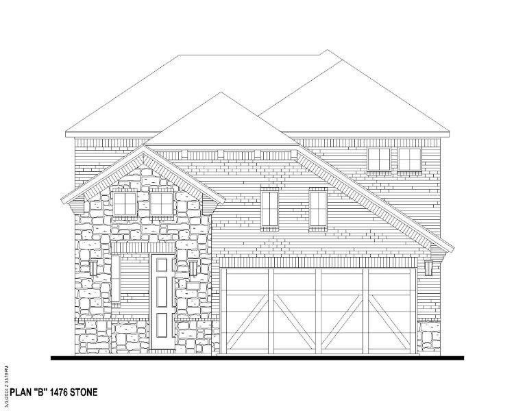 Plan 1476 Elevation B w/ Stone