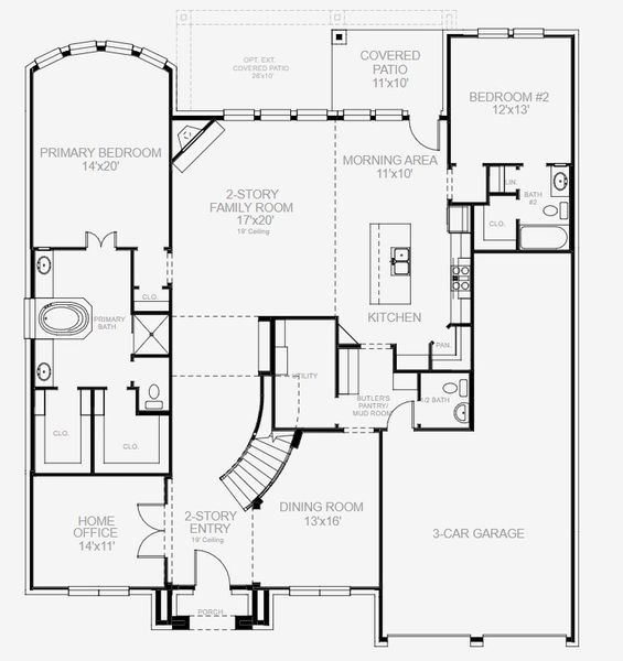 2D floor plan layout for the 3798W by Perry Homes in Parten 65', Austin, TX (Image 4).