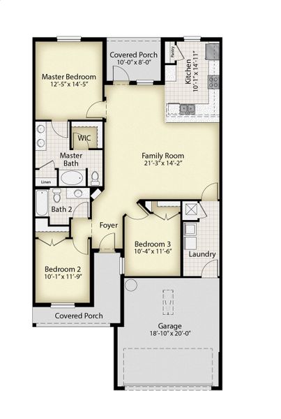 2D floor plan layout for the 1509 Villa by Adams Homes in Waterstone Villas, Fort Pierce, FL (Image 3).