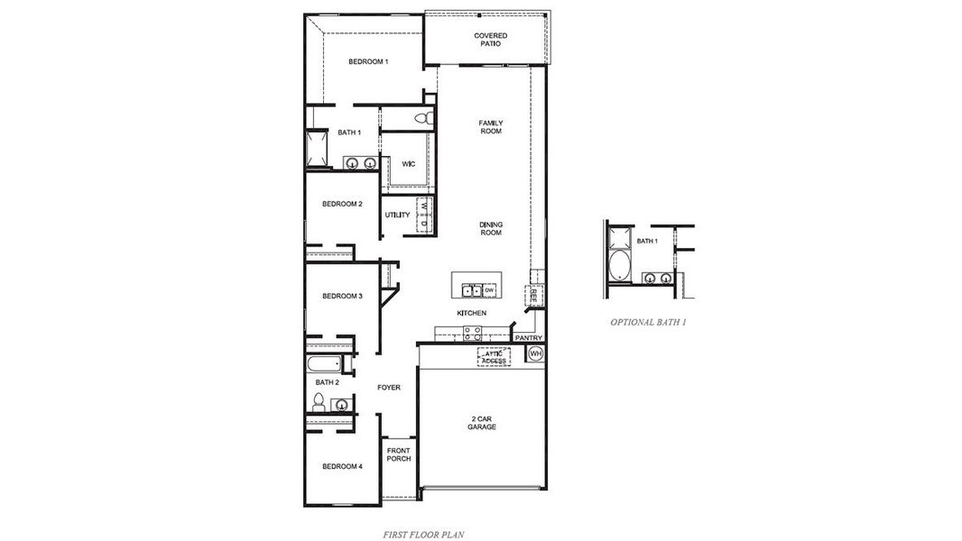 2D floor plan layout for the GAVEN by D.R. Horton in Westward Pointe, Sealy, TX (Image 4).