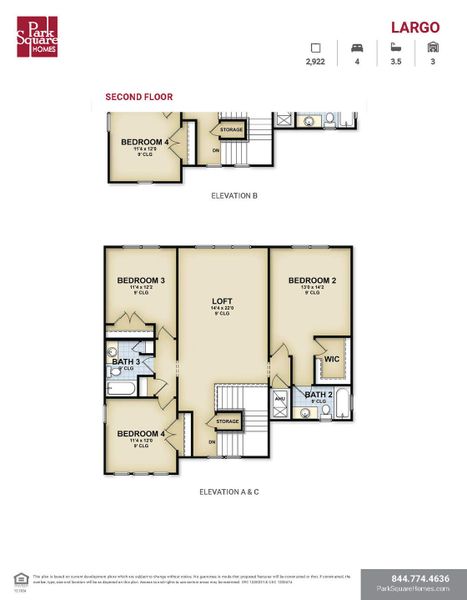 2D floor plan layout for the Largo by Park Square Residential in Brighton, Venice, FL (Image 4).