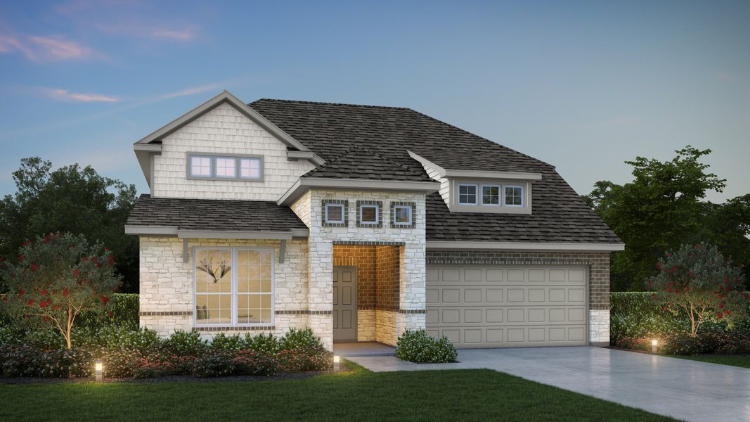 Representative exterior photo of a completed home built from the The Fairway by Legend Homes in Rocky Creek Crossing, Crowley, TX (Image 8). Representative exterior photo of a completed home built from the The Fairway by Legend Homes in Rocky Creek Crossing, Crowley, TX (Image 8).