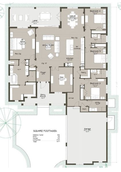 2D floor plan layout for the Custom Home by AR HOMES in Southern Hills Plantation, Brooksville, FL (Image 2).