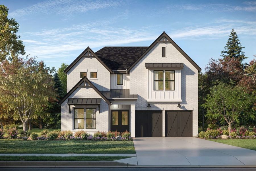 Representative exterior photo of a completed home built from the Fairway by Landon Homes in Fields - Brookside North, Frisco, TX (Image 25). Representative exterior photo of a completed home built from the Fairway by Landon Homes in Fields - Brookside North, Frisco, TX (Image 25).