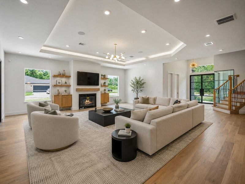 This beautiful view shows just how thought out the design concentrated on family connection, while giving a more luxurious experience. Image is virtually staged. This beautiful view shows just how thought out the design concentrated on family connection, while giving a more luxurious experience. Image is virtually staged.