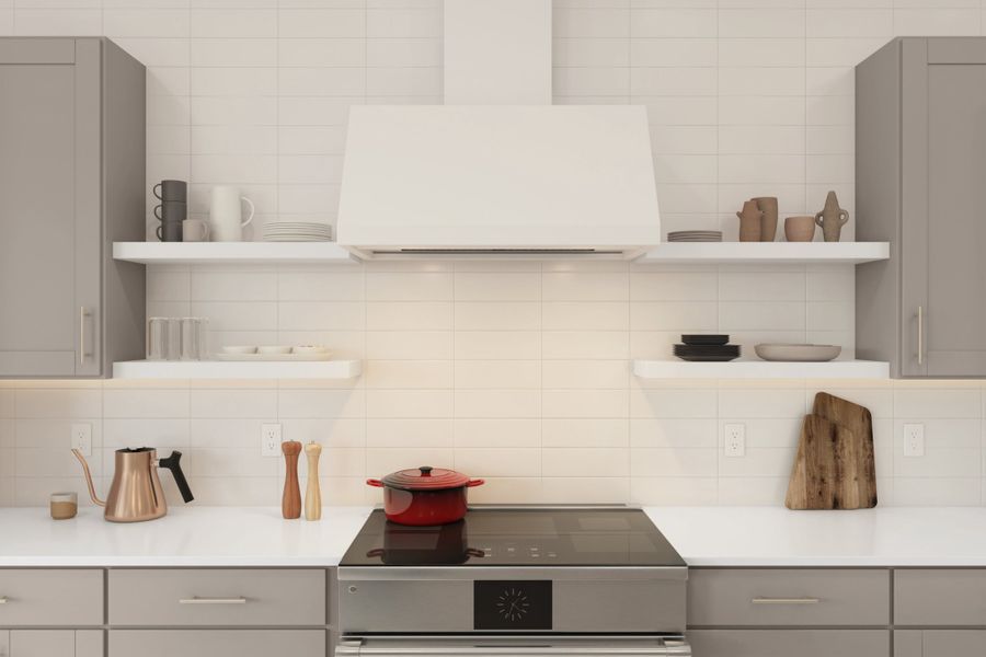 Kitchen with floating shelves