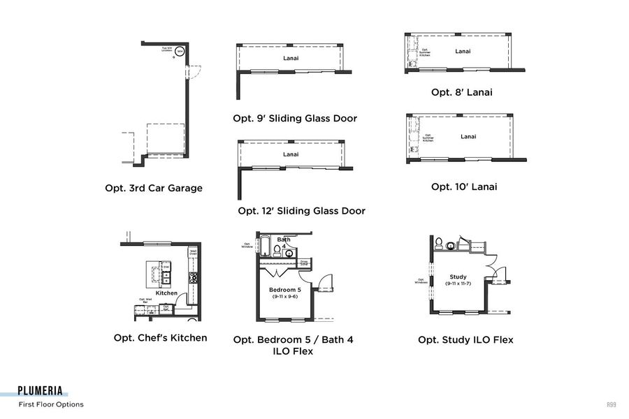 2D floor plan layout for the Plumeria by DRB Homes in Lakeside at Satilla, St. Cloud, FL (Image 4).