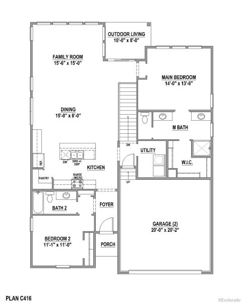 2D floor plan layout of this home in Sterling Ranch Homestead 80s, Colorado Springs, CO (Image 1). 2D floor plan layout of this home in Sterling Ranch Homestead 80s, Colorado Springs, CO (Image 1).