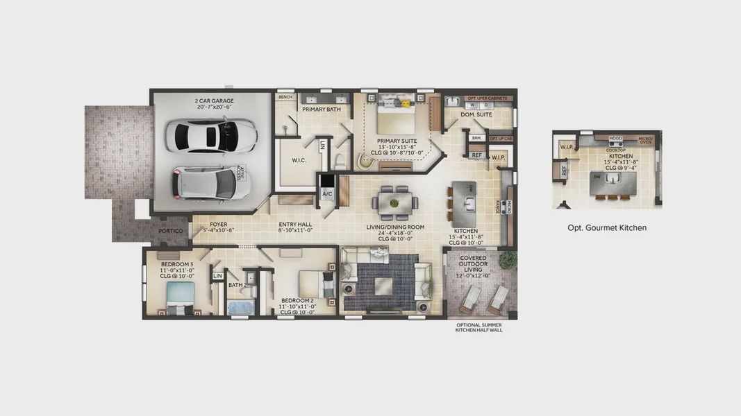 2D floor plan layout for the Geneva II by Jones Homes USA in Reserve at Twin Lakes, St. Cloud, FL (Image 1).