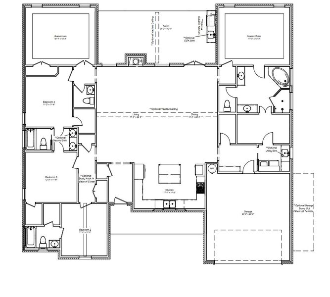 2D floor plan layout for the The Elizabeth by Reece Homes in Traditions, Bryan, TX (Image 3).