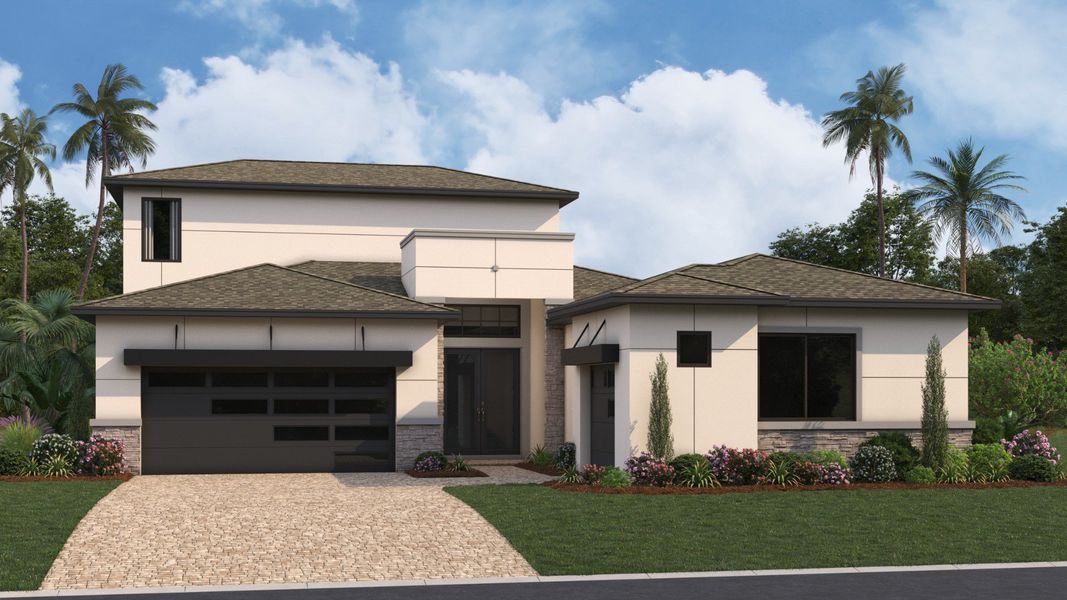 Representative exterior photo of a completed home built from the Eider by DRB Homes in Serengeti, Spring Hill, FL (Image 21).