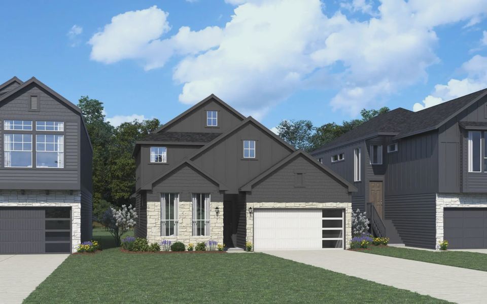 Representative exterior photo of a completed home built from the Talos by Chesmar Homes in Prominence Urban, San Antonio, TX (Image 15).