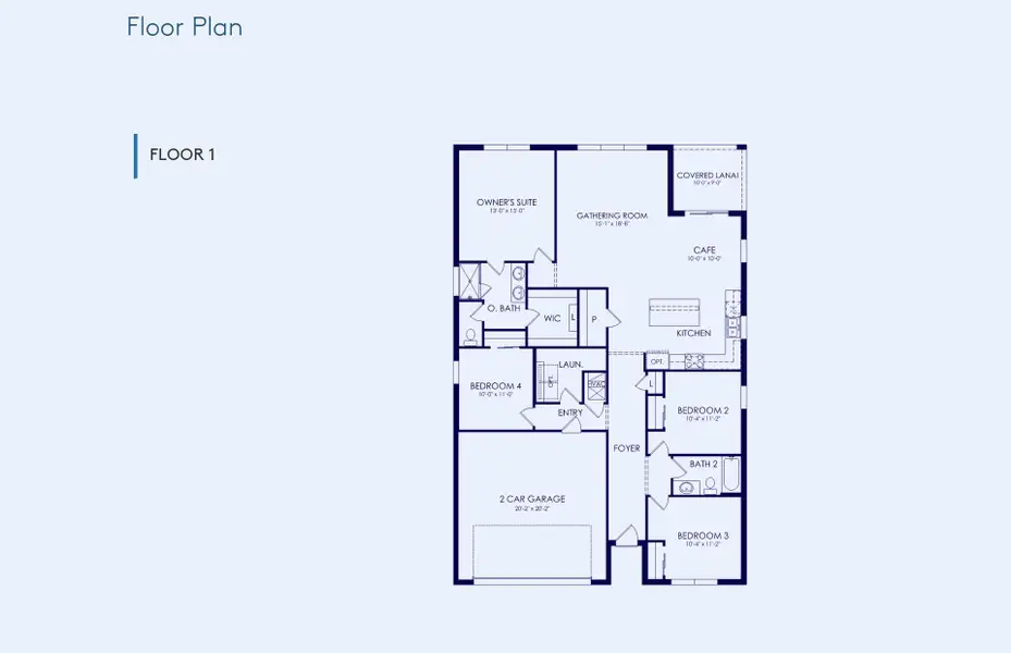 2D floor plan layout of this home in Spencer Glen, Riverview, FL (Image 3).