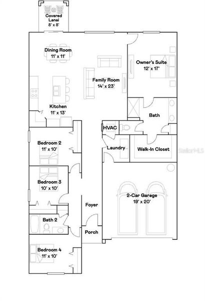 2D floor plan layout of this home in Berry Bay, Wimauma, FL (Image 5).