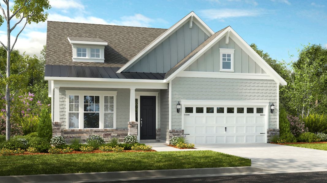 Representative exterior photo of a completed home built from the Brookshire by Taylor Morrison in Esplanade at Northgate, Indian Trail, NC (Image 1).