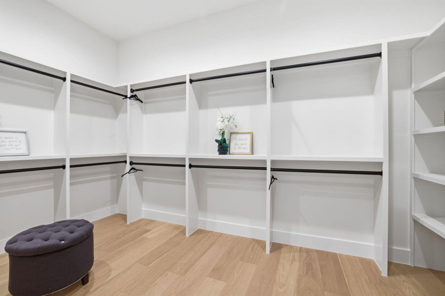 Walk in closet featuring light wood-type flooring