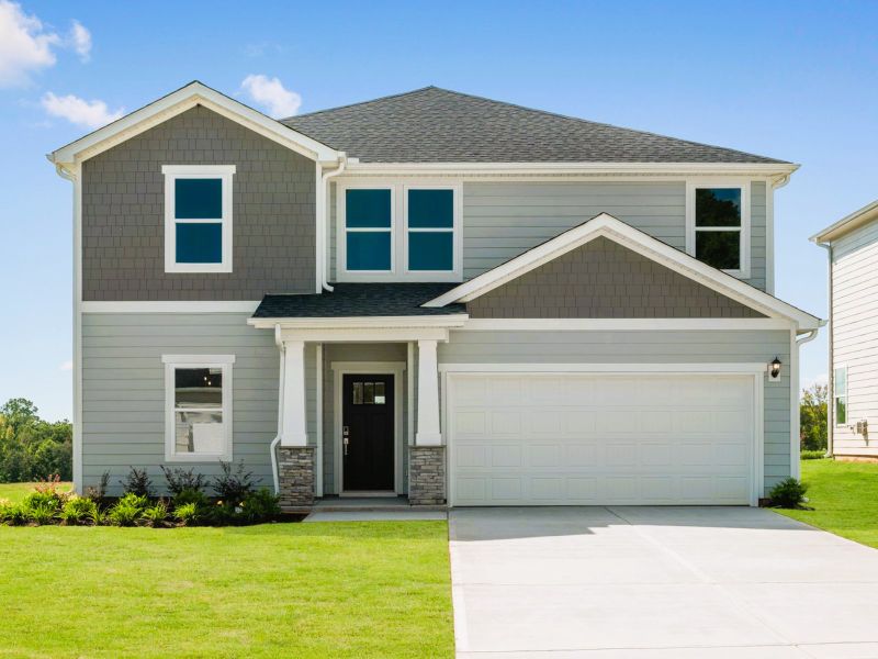 Front exterior of a new home in Riverwood Farm, Piedmont, SC, highlighting curb appeal (Image 2).