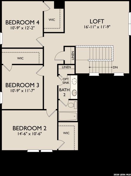 2D floor plan layout of this home in The Wilder, Adkins, TX (Image 4).