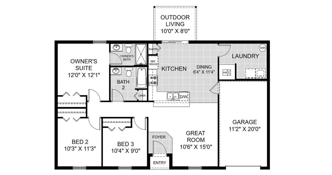 2D floor plan layout of this home in Lehigh Acres, Lehigh Acres, FL (Image 3).