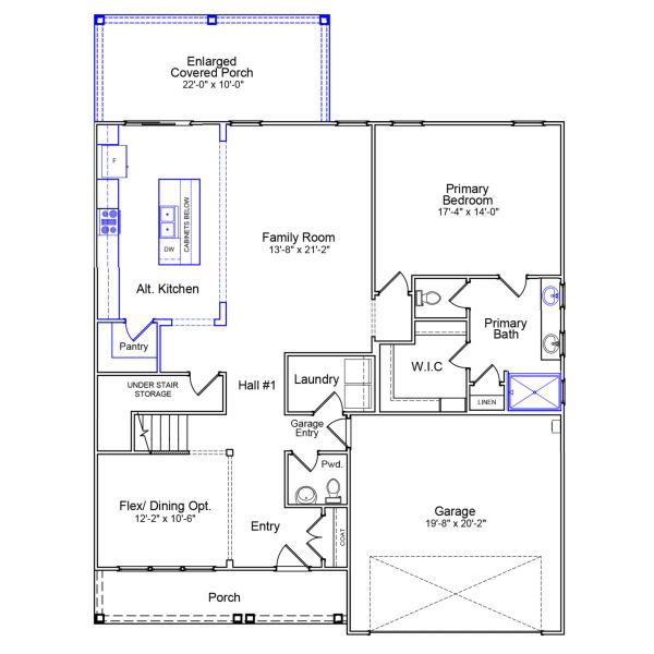 2D floor plan layout of this home in Fieldstone, Lexington, NC (Image 2).