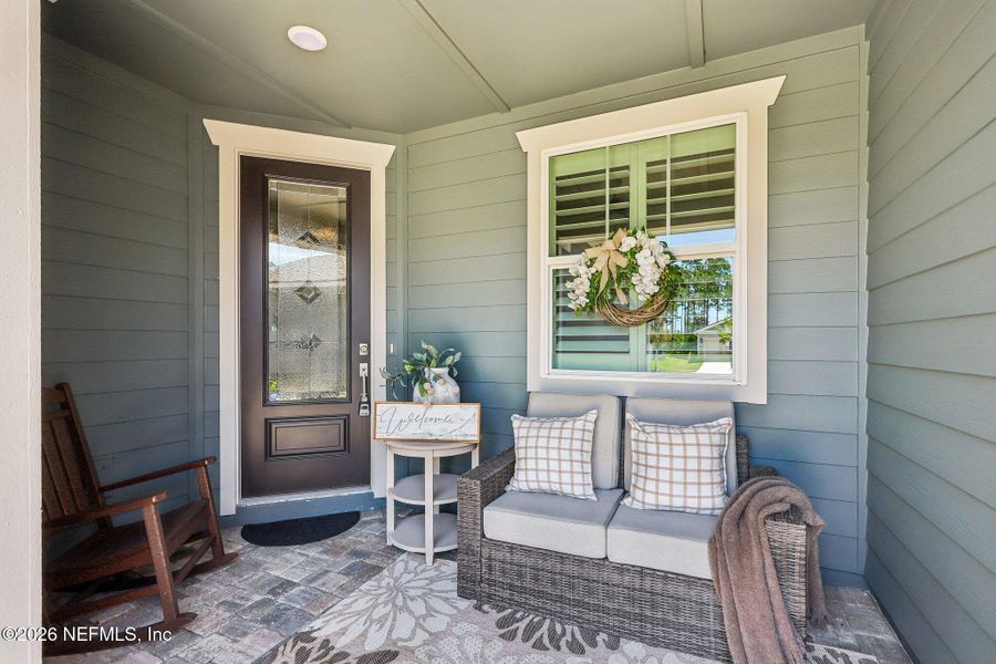 Exterior details and patio area of a home in Del Webb Nocatee, Ponte Vedra (Image 3).