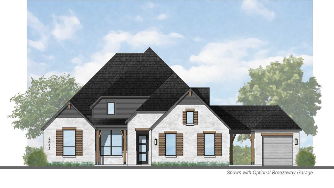Representative rendering of the exterior for the Ramsey G Plan by Highland Homes (Image 1). Representative rendering of the exterior for the Ramsey G Plan by Highland Homes (Image 1).