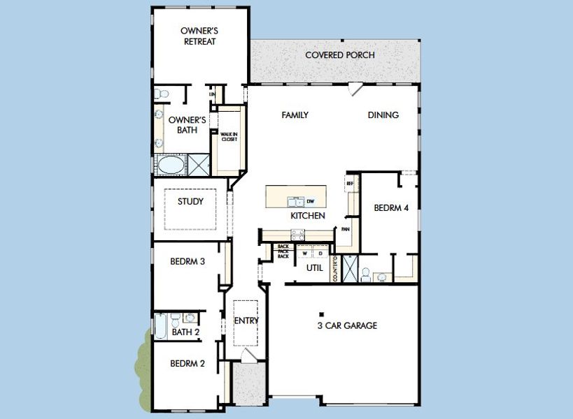 2D floor plan layout for the The Celina by David Weekley Homes in Briggs Ranch – Signature Legacy Series, San Antonio, TX (Image 3). 2D floor plan layout for the The Celina by David Weekley Homes in Briggs Ranch – Signature Legacy Series, San Antonio, TX (Image 3).